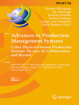 cover image of Advances in Production Management Systems. Cyber-Physical-Human Production Systems